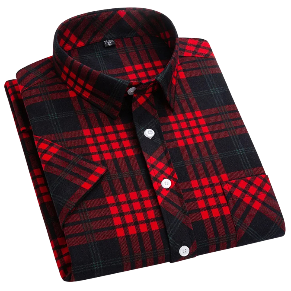 Vintém d'Ouro - Camisa de algodão xadrez de manga curta
