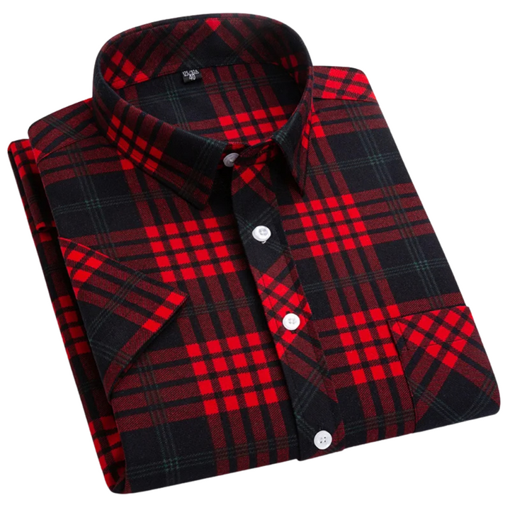 Vintém d'Ouro - Camisa de algodão xadrez de manga curta
