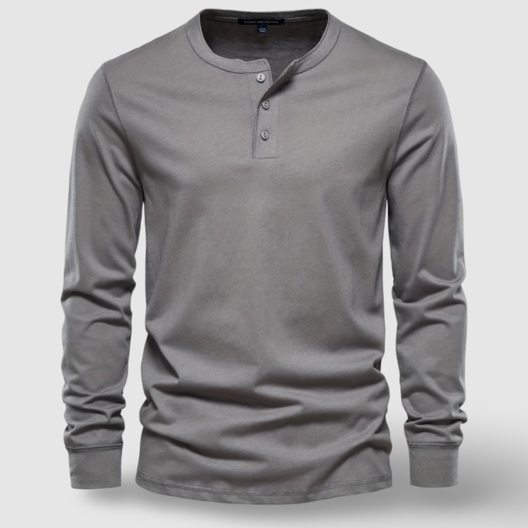 Vintém d'Ouro - Camisa Henley elegante de manga longa em algodão