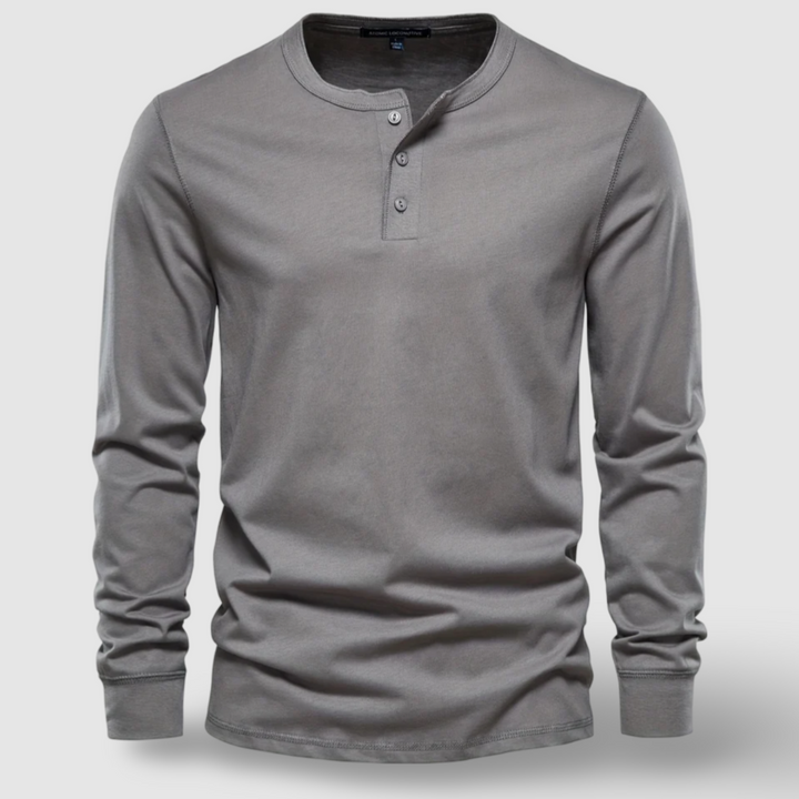 Vintém d'Ouro - Camisa Henley elegante de manga longa em algodão