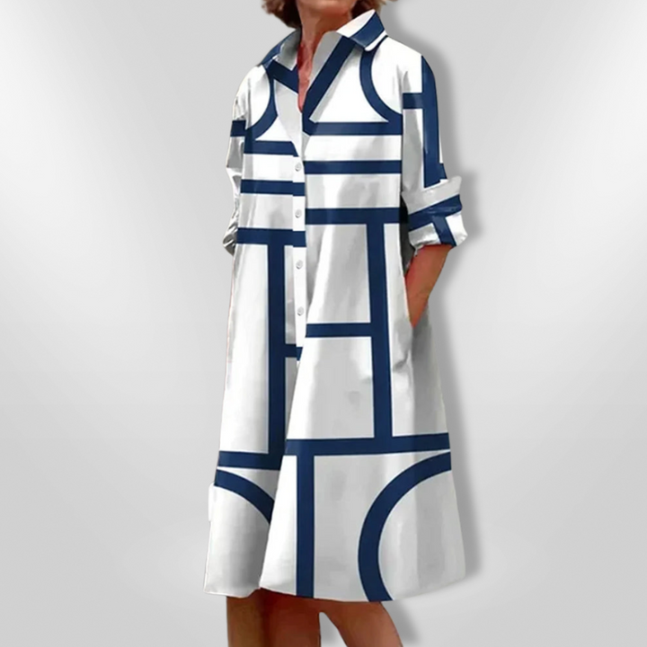 Vintém d'Ouro - Vestido Midi Geométrico