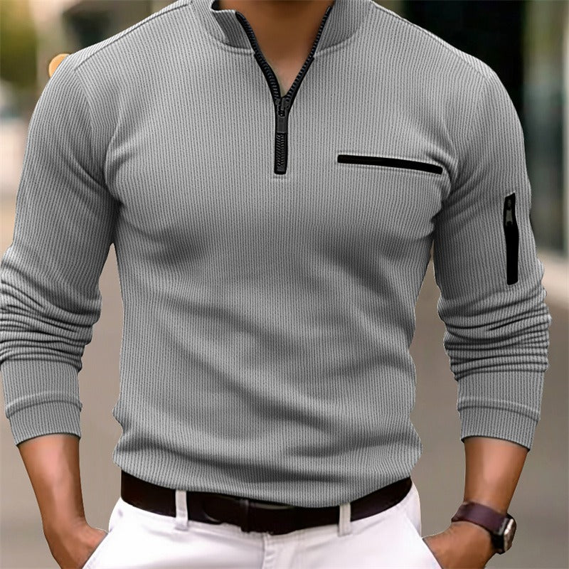 Vintém d'Ouro - Camisola de Manga Longa Masculina com Zíper