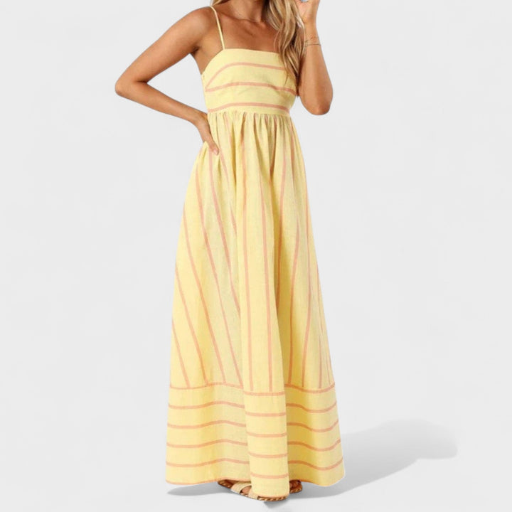 Vintém d'Ouro - Vestido longo listrado