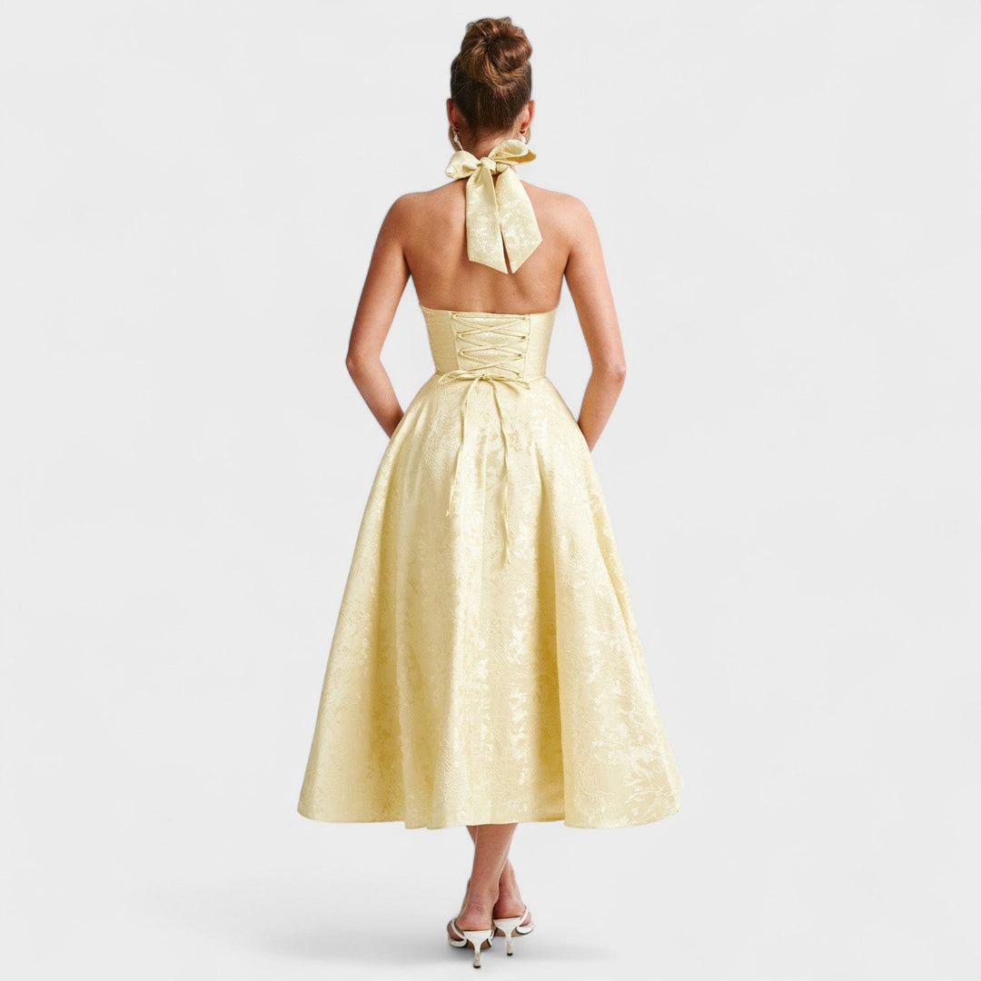 Vintém d'Ouro - Vestido midi com espartilho