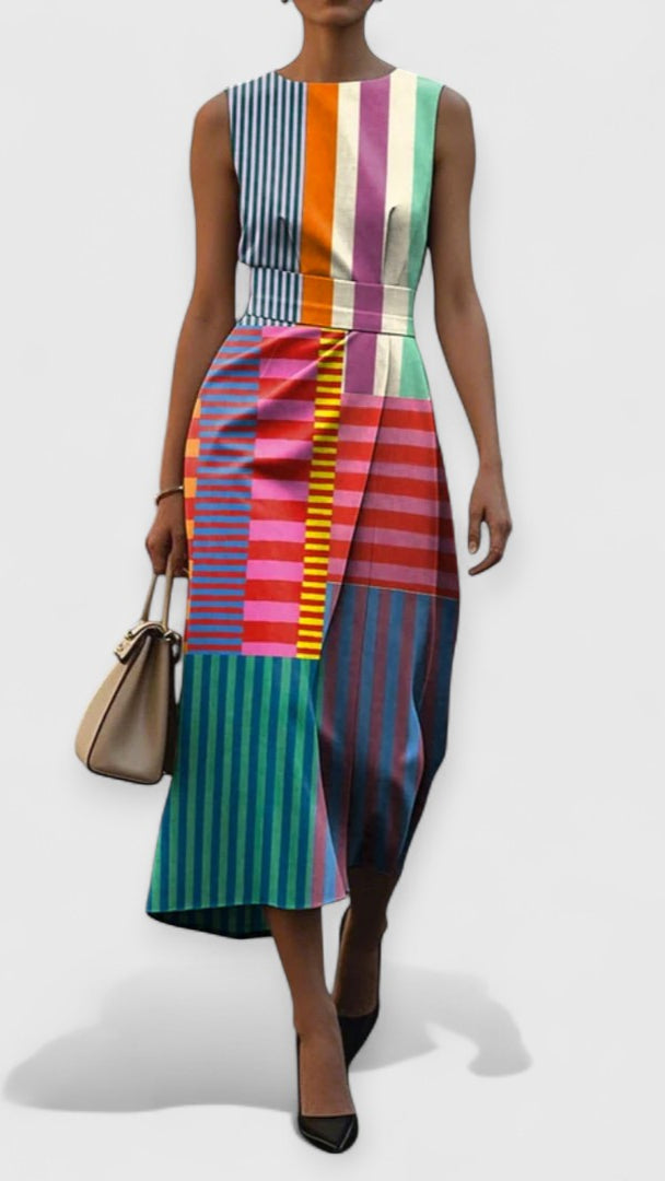 Vintém d'Ouro - Vestido estampado sem mangas
