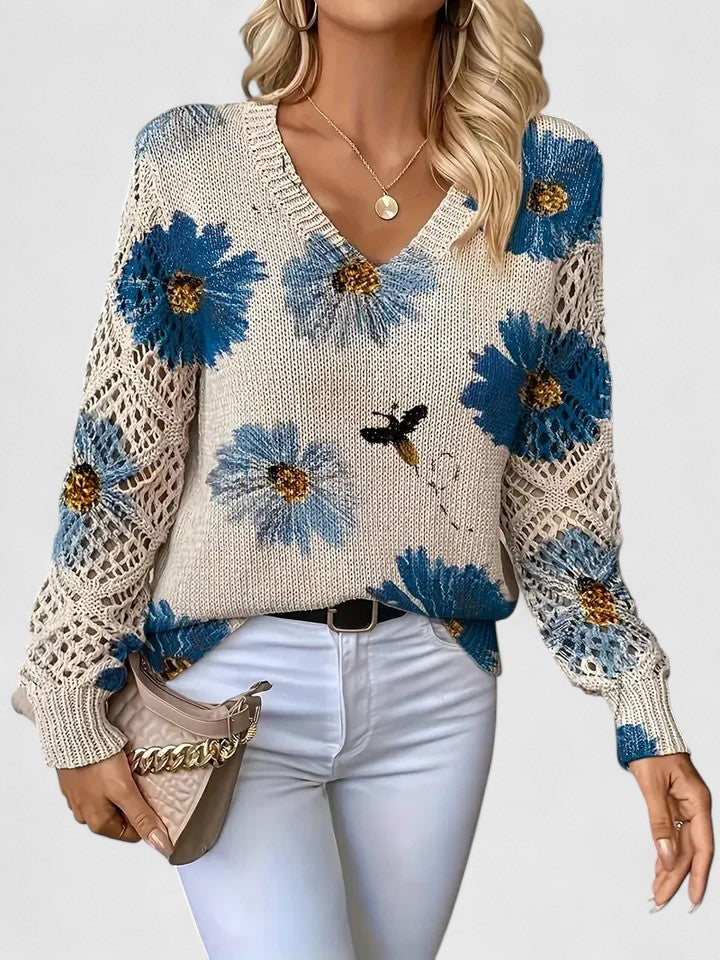 Vintém d'Ouro - Suéter elegante com estampa floral