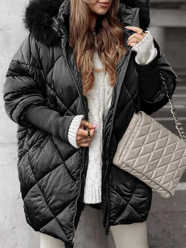 Vintém d'Ouro - Conjunto de inverno com capuz e estampado de diamantes