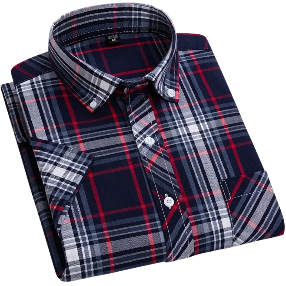 Vintém d'Ouro - Camisa de algodão xadrez de manga curta