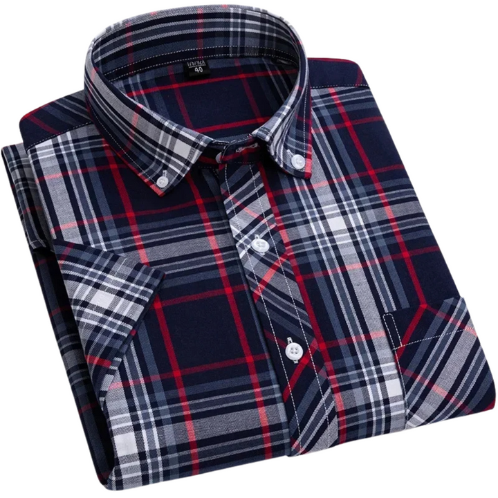 Vintém d'Ouro - Camisa de algodão xadrez de manga curta