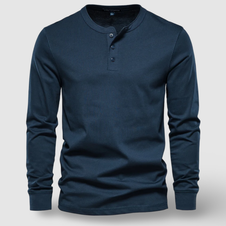Vintém d'Ouro - Camisa Henley elegante de manga longa em algodão