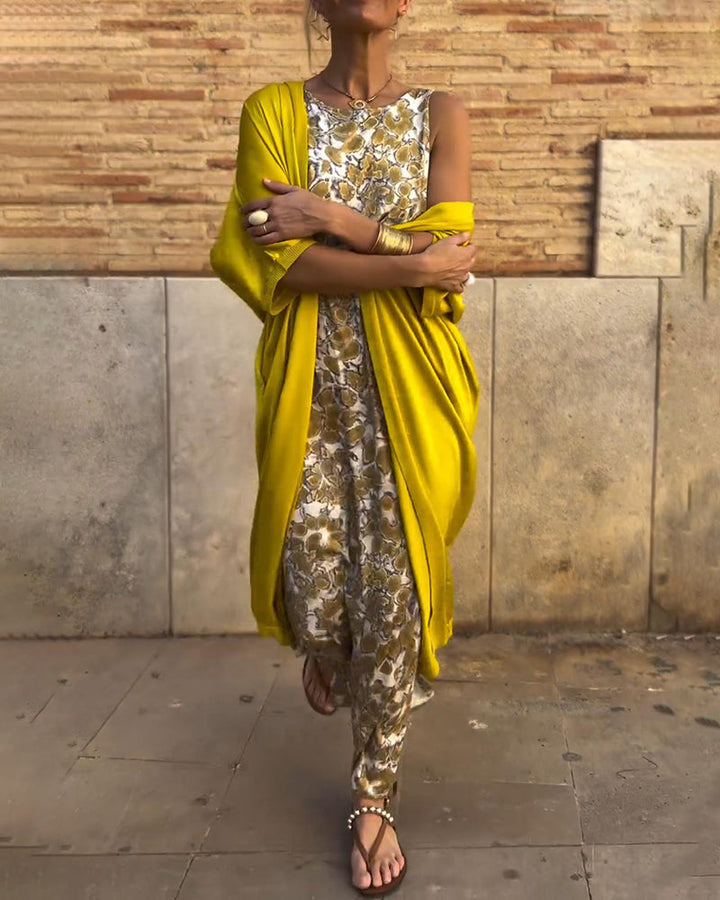 Vintém d'Ouro - Conjunto elegante de duas peças com ajuste confortável para férias e passeios de verão
