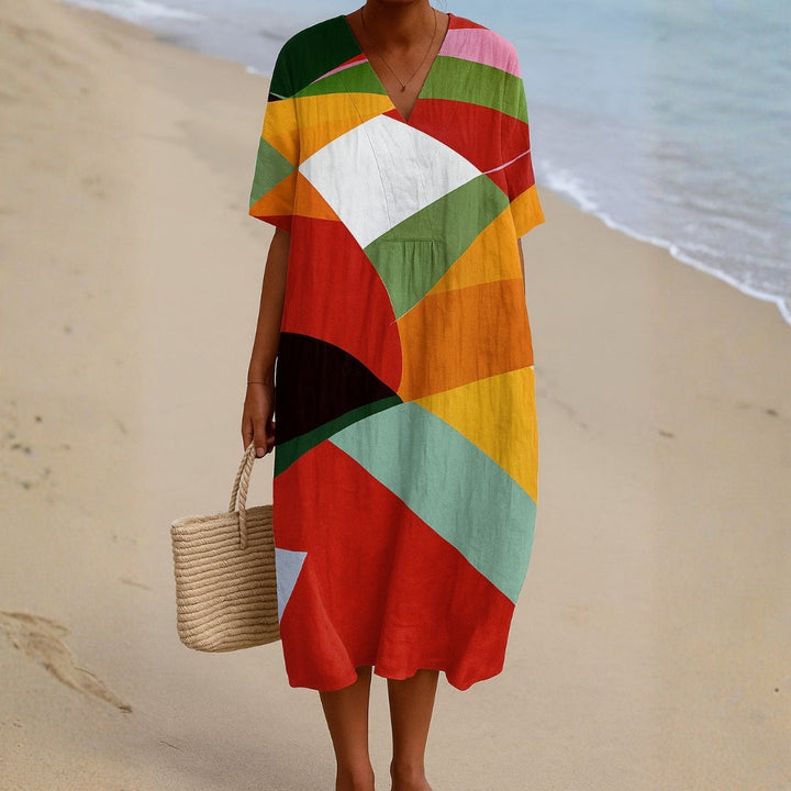 Vintém d'Ouro - Vestido Colorido em Patchwork