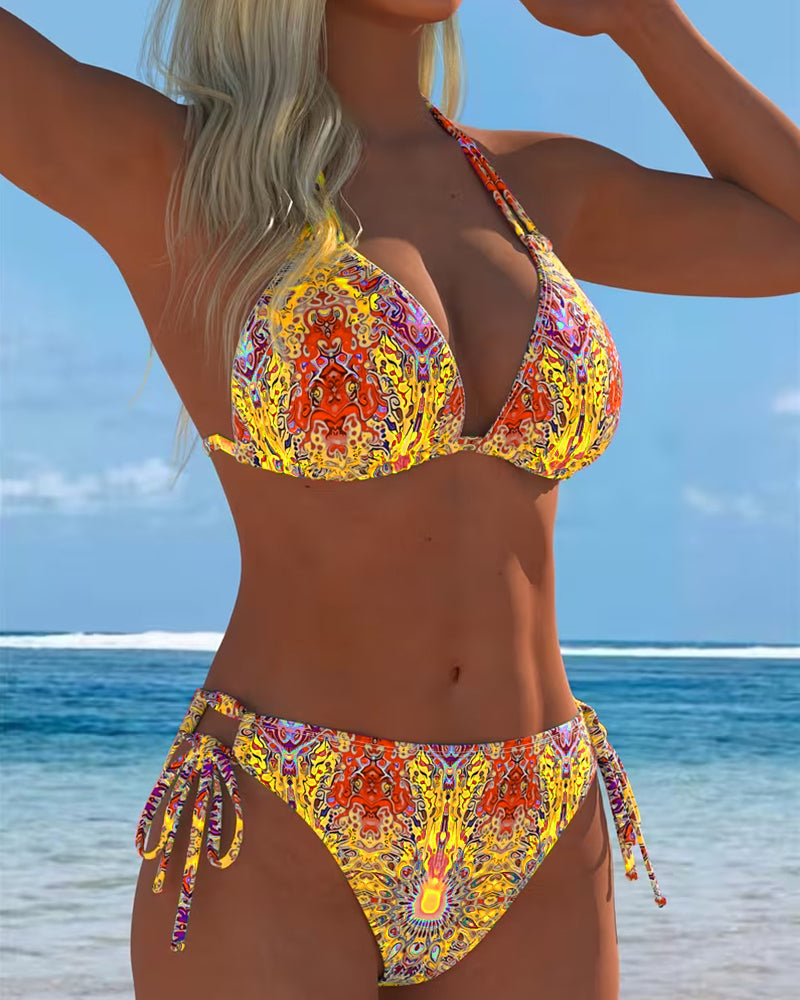 Vintém d'Ouro - Biquíni Estampado com Decote Halter