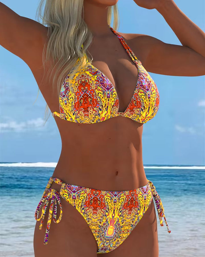 Vintém d'Ouro - Biquíni Estampado com Decote Halter