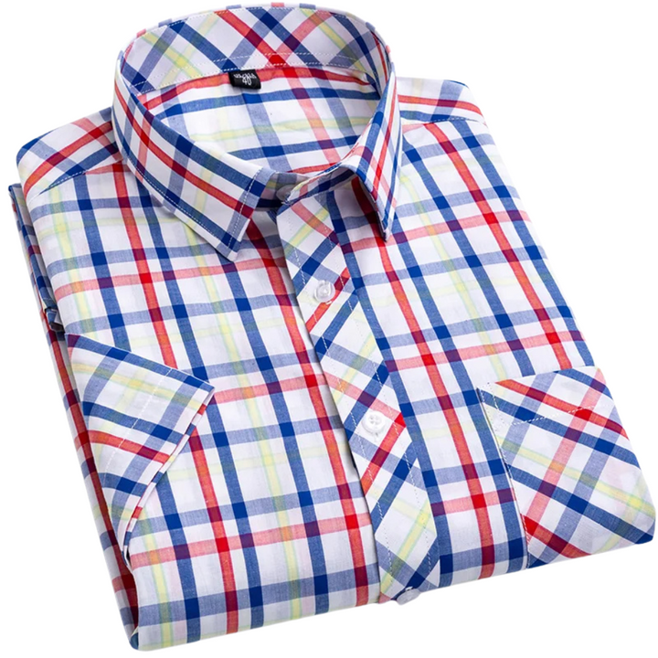 Vintém d'Ouro - Camisa de algodão xadrez de manga curta