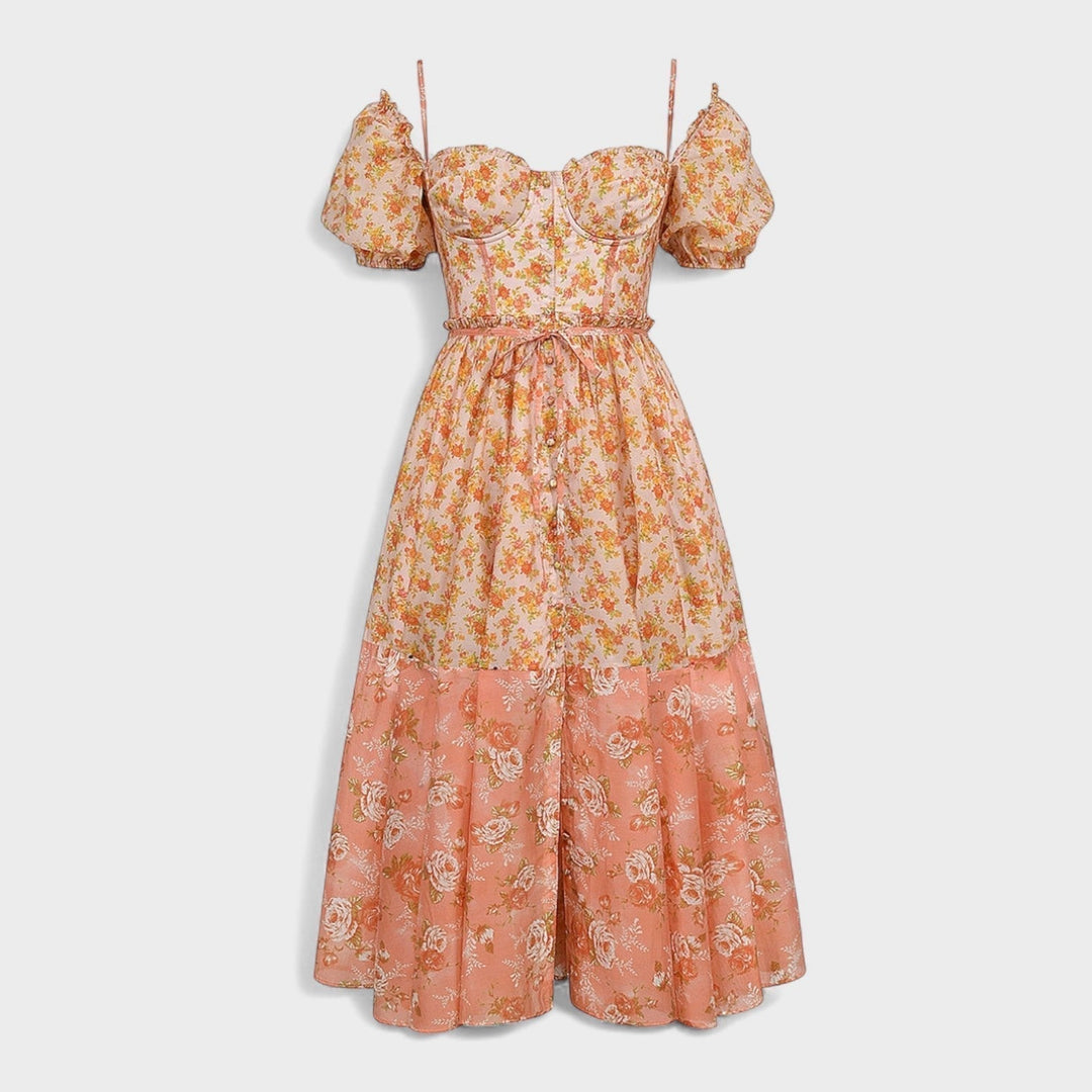 Vintém d'Ouro - Vestido Floral Coral