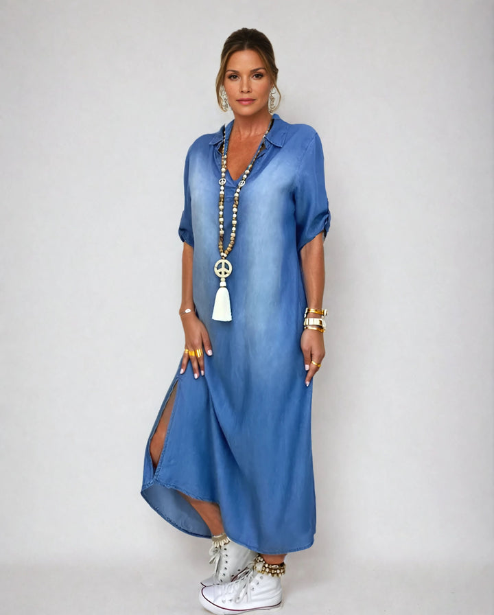 Vintém d'Ouro - Vestido Maxi de Jeans