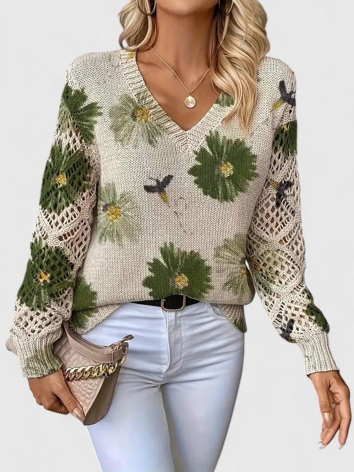 Vintém d'Ouro - Suéter elegante com estampa floral