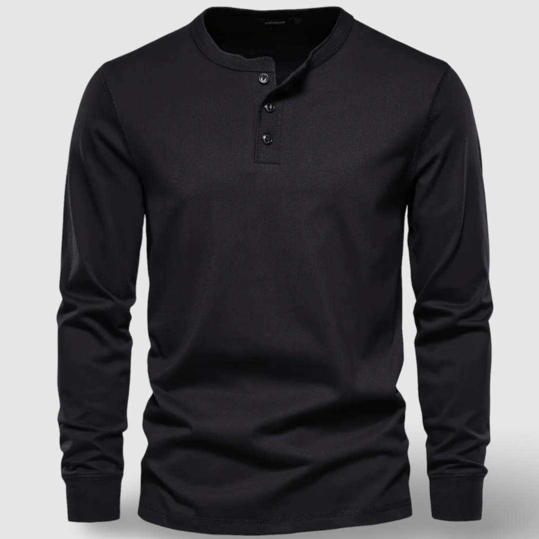 Vintém d'Ouro - Camisa Henley elegante de manga longa em algodão