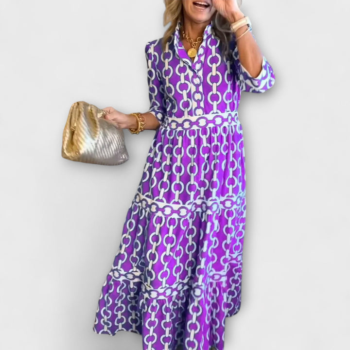Vintém d'Ouro - Vestido Midi com Correntes