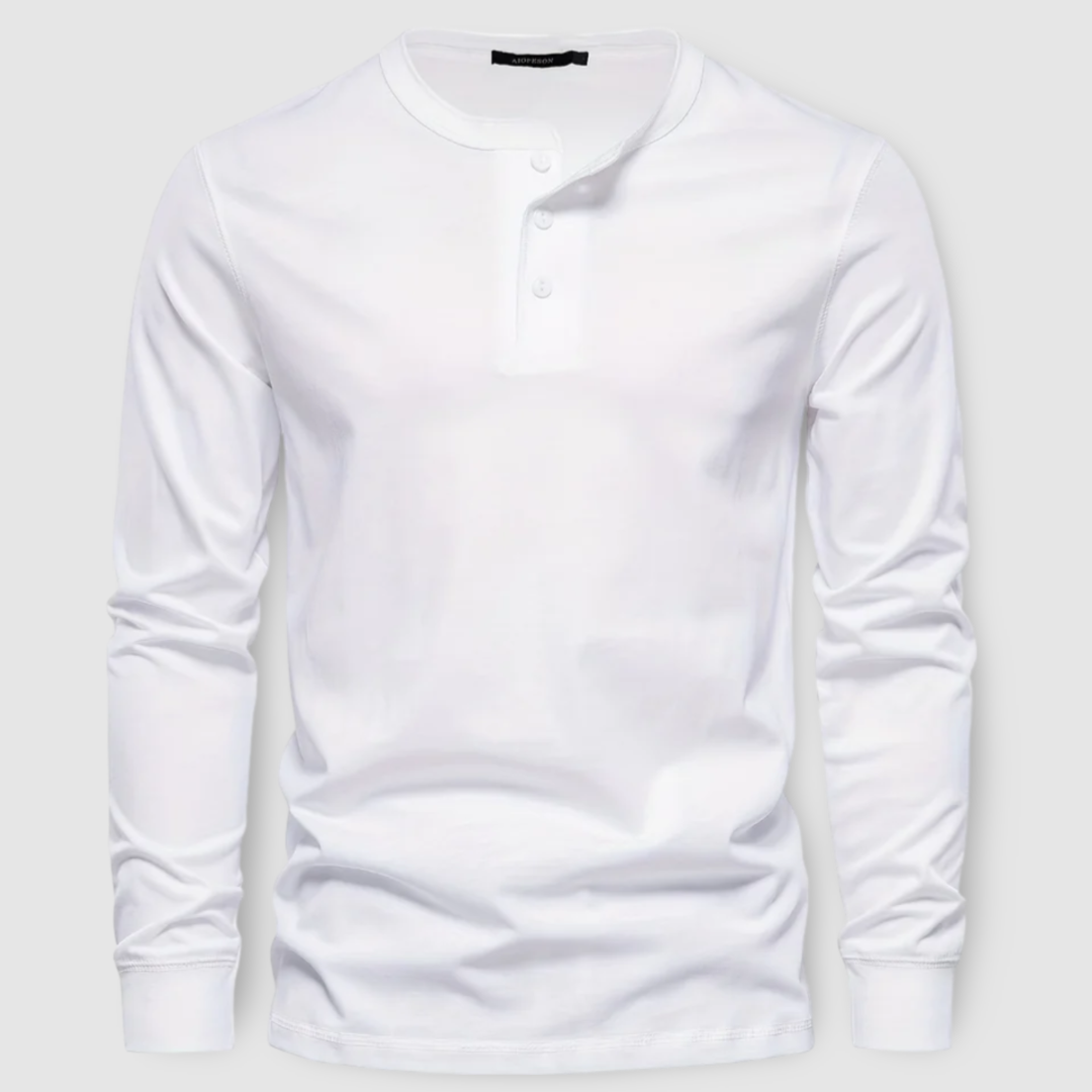 Vintém d'Ouro - Camisa Henley elegante de manga longa em algodão