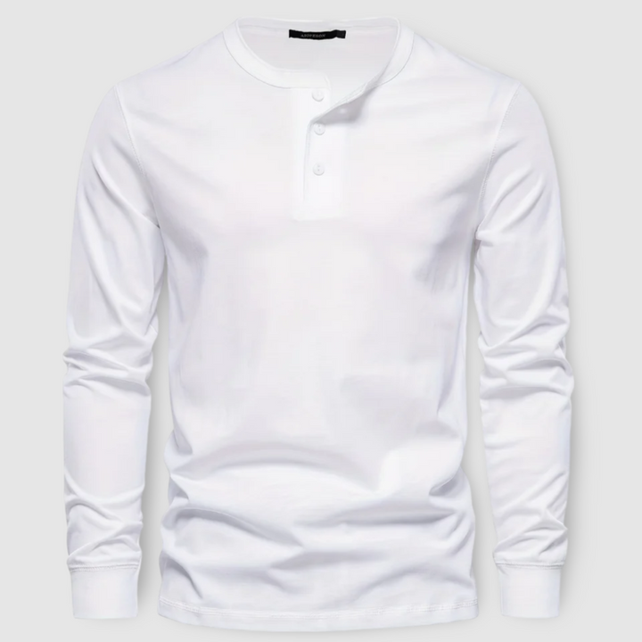 Vintém d'Ouro - Camisa Henley elegante de manga longa em algodão