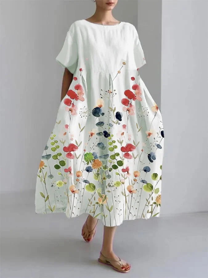 Vintém d'Ouro - Vestido longo casual floral