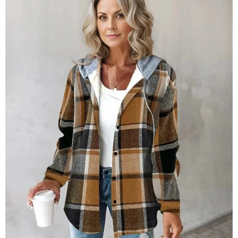 Vintém d'Ouro - Casaco elegante estampado com capuz