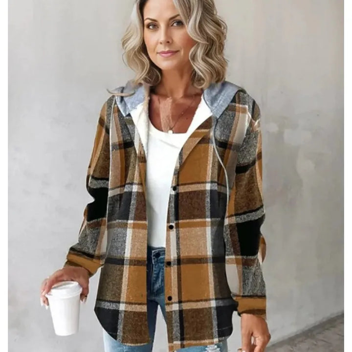 Vintém d'Ouro - Casaco elegante estampado com capuz