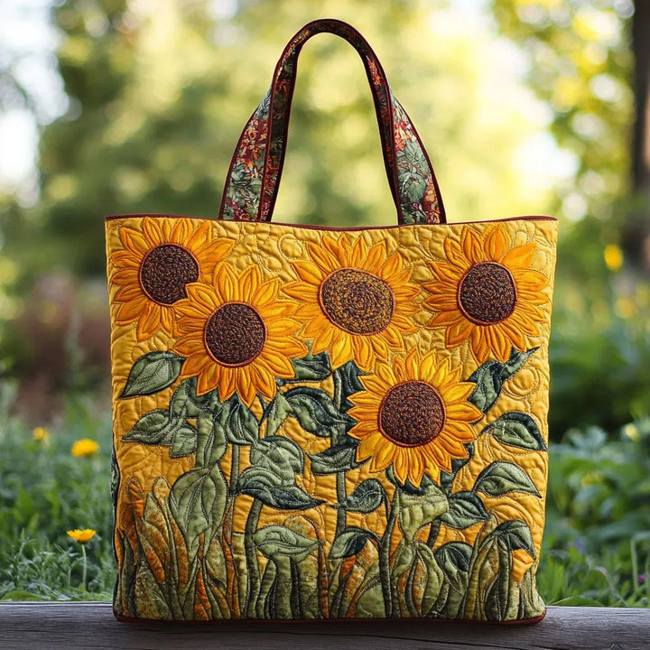 Vintém d'Ouro - Saco Tote Acolchoado com Girassóis