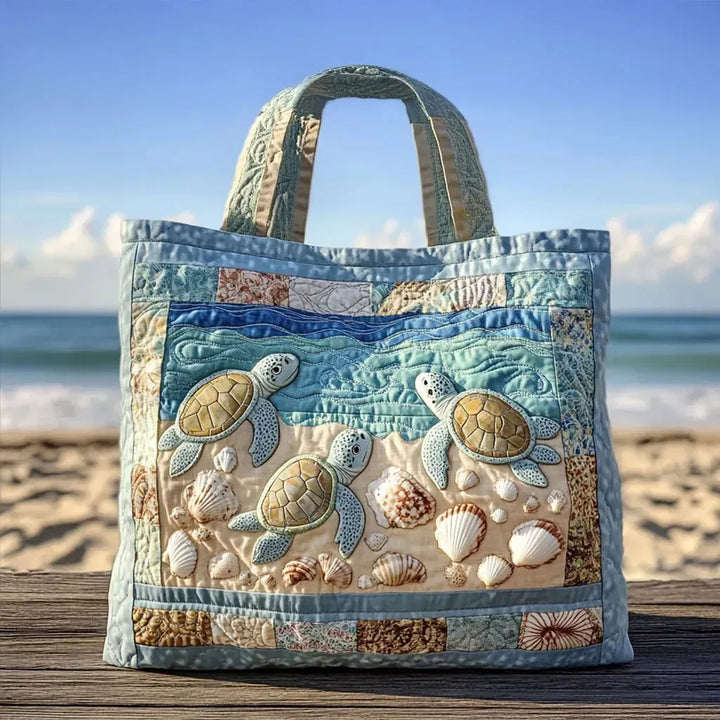 Vintém d'Ouro - Saco Tote Acolchoado com Tartarugas
