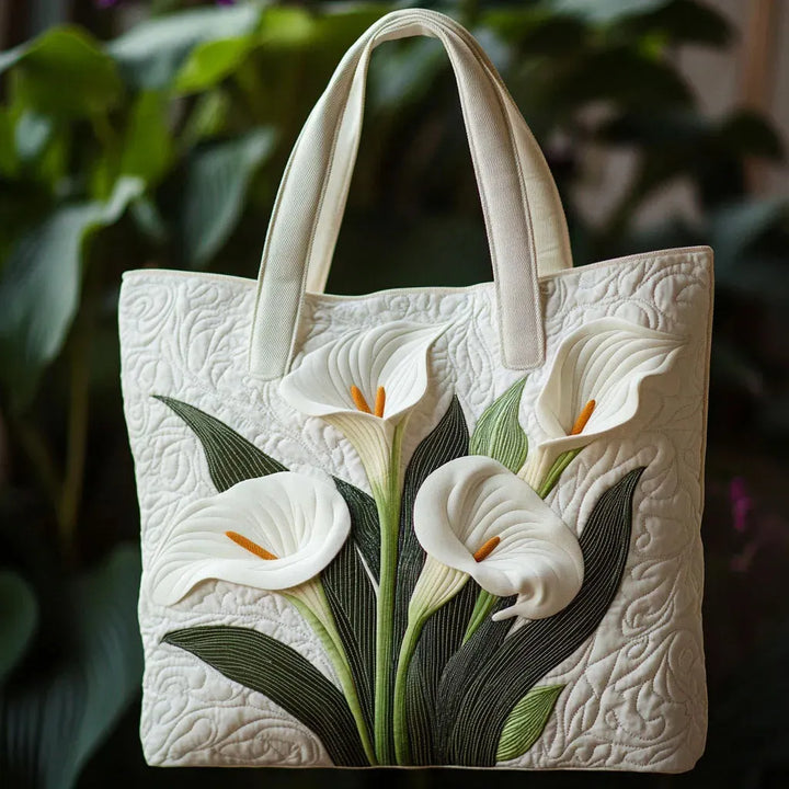 Vintém d'Ouro - Saco Tote Acolchoado com Flor