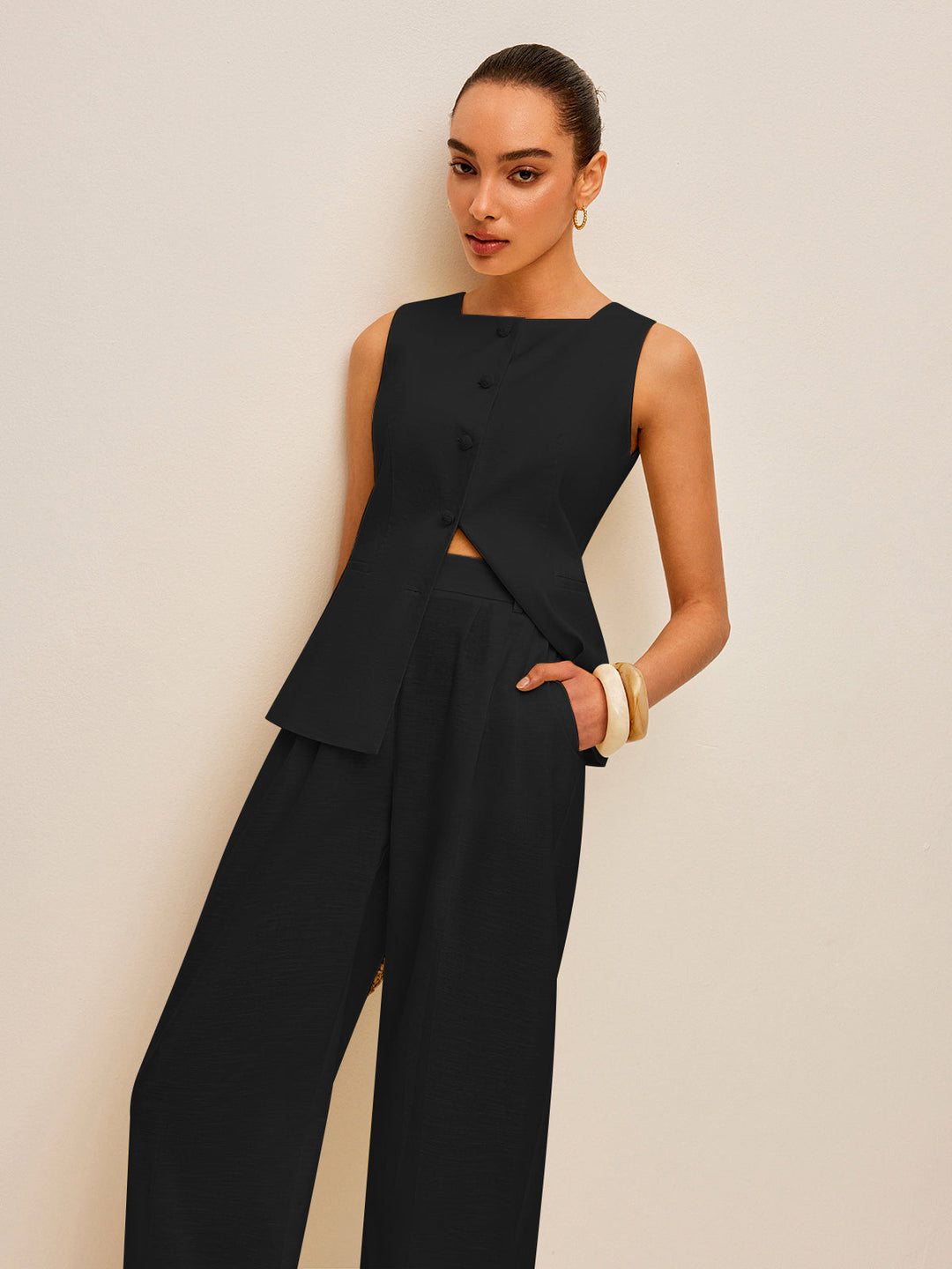 Vintém d'Ouro - Conjunto Elegante de Blusa e Calça