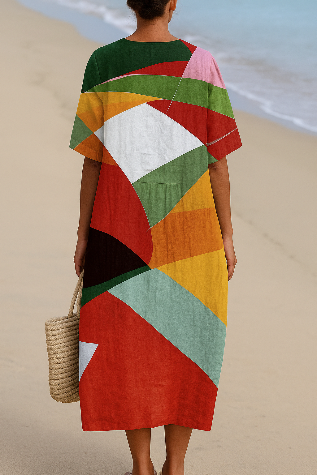 Vintém d'Ouro - Vestido Colorido em Patchwork