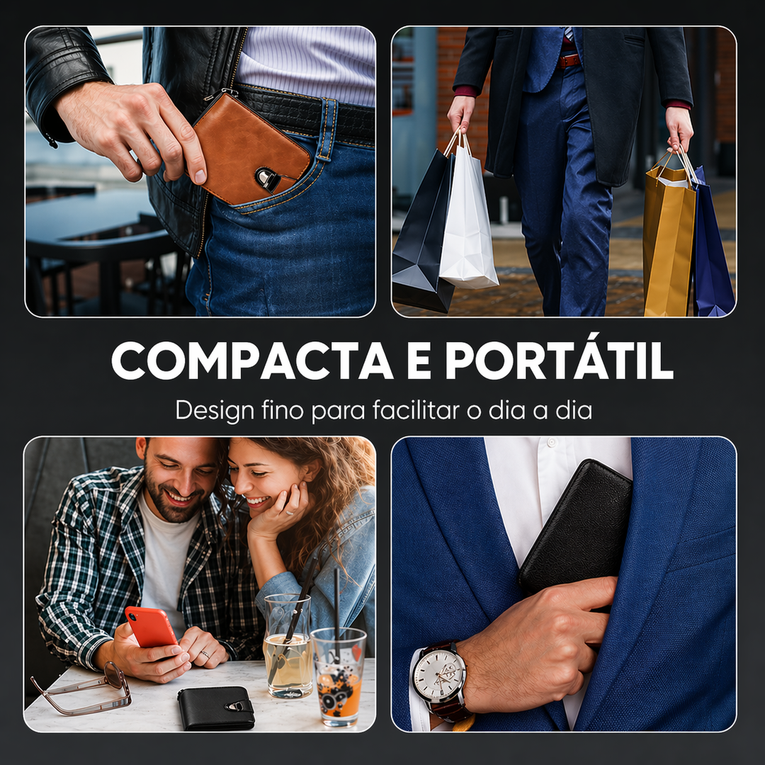 Vintém d'Ouro - Carteira Vintage Compacta com Zíper