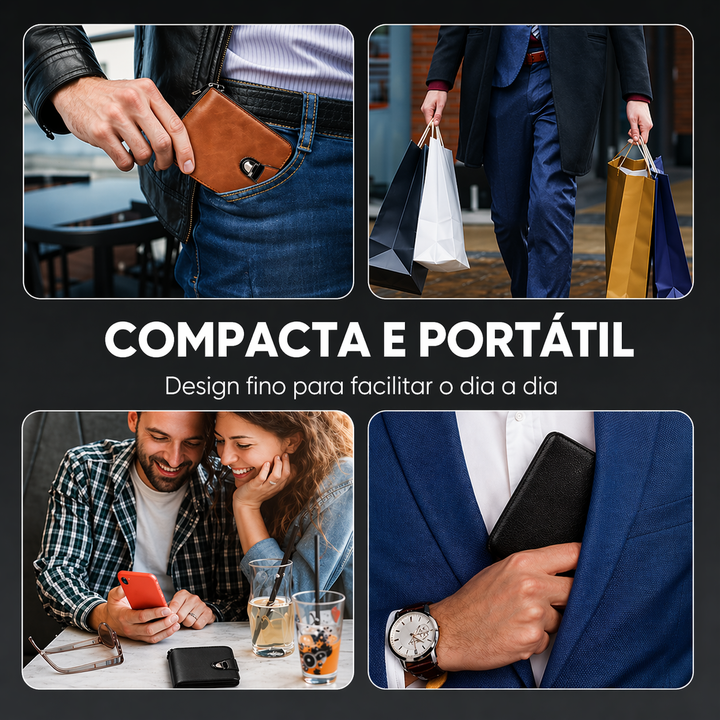 Vintém d'Ouro - Carteira Vintage Compacta com Zíper
