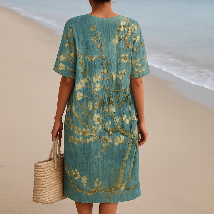 Vintém d'Ouro - Vestido Floral em Verde-Água