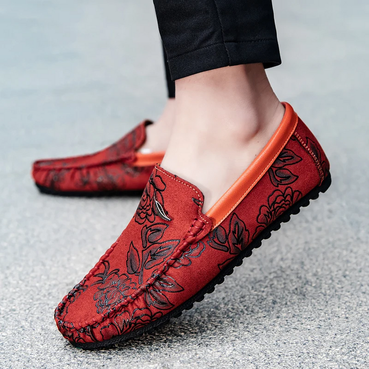 Vintém d'Ouro - Mocassins de couro floral
