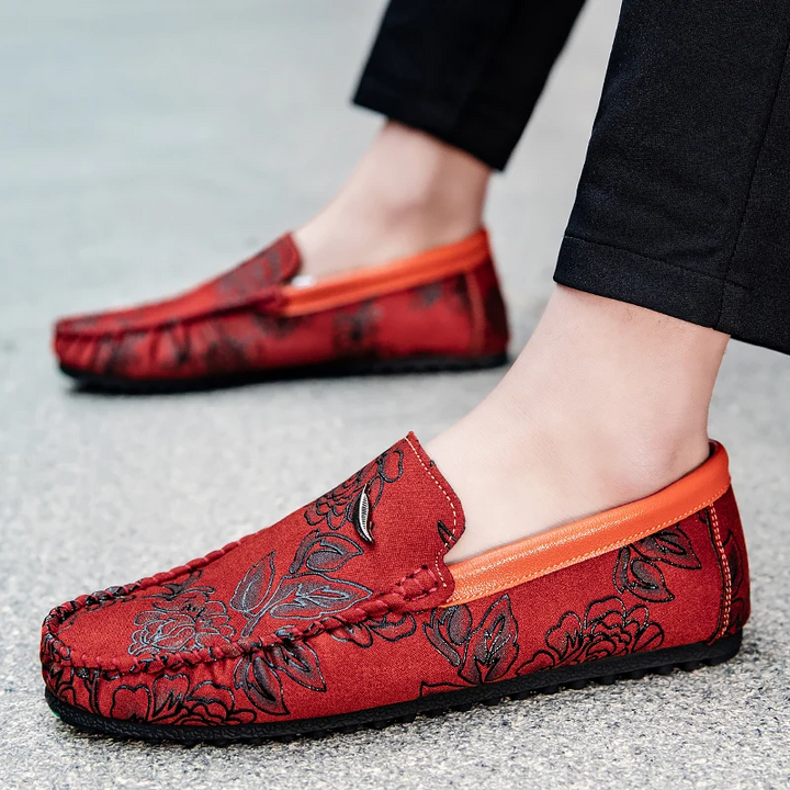 Vintém d'Ouro - Mocassins de couro floral