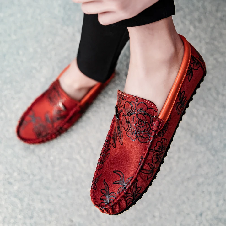 Vintém d'Ouro - Mocassins de couro floral