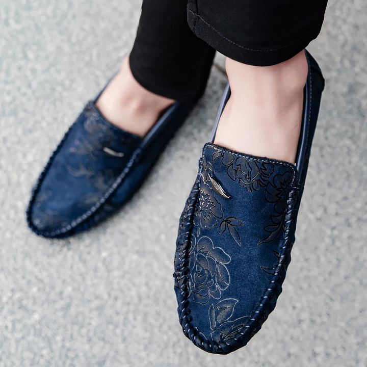 Vintém d'Ouro - Mocassins de couro floral