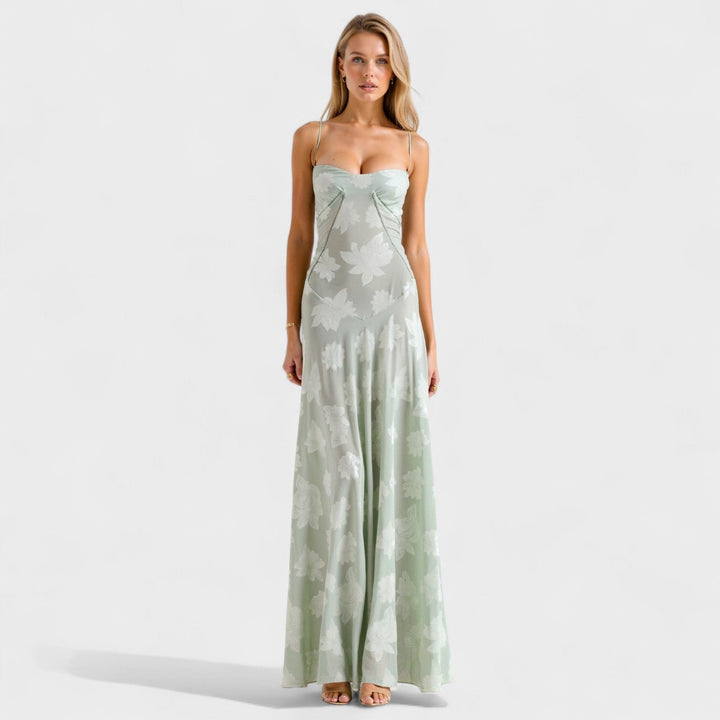 Vintém d'Ouro - Vestido maxi de renda floral