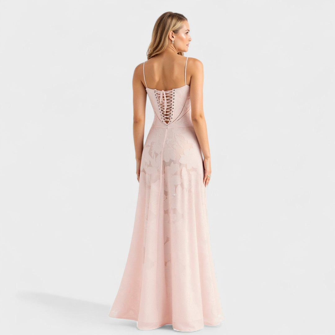 Vintém d'Ouro - Vestido maxi de renda floral