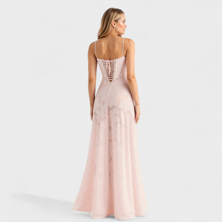Vintém d'Ouro - Vestido maxi de renda floral
