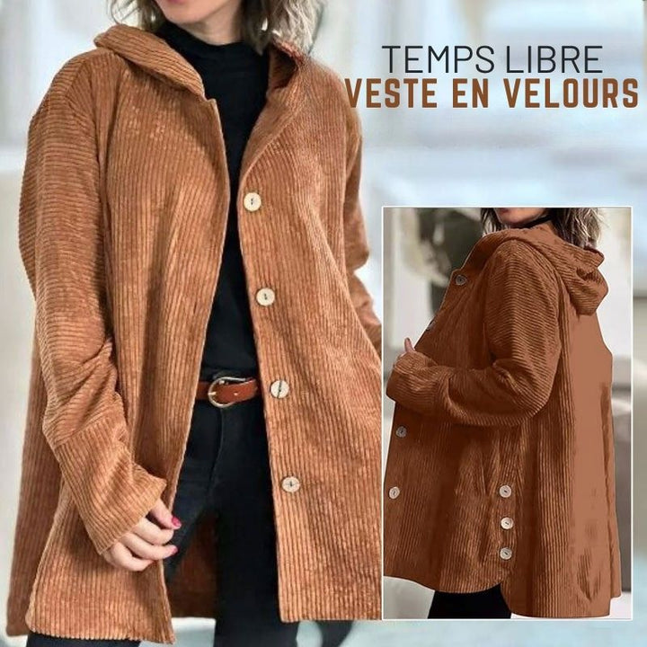 Vintém d'Ouro - Jaqueta casual de veludo com capuz para o outono