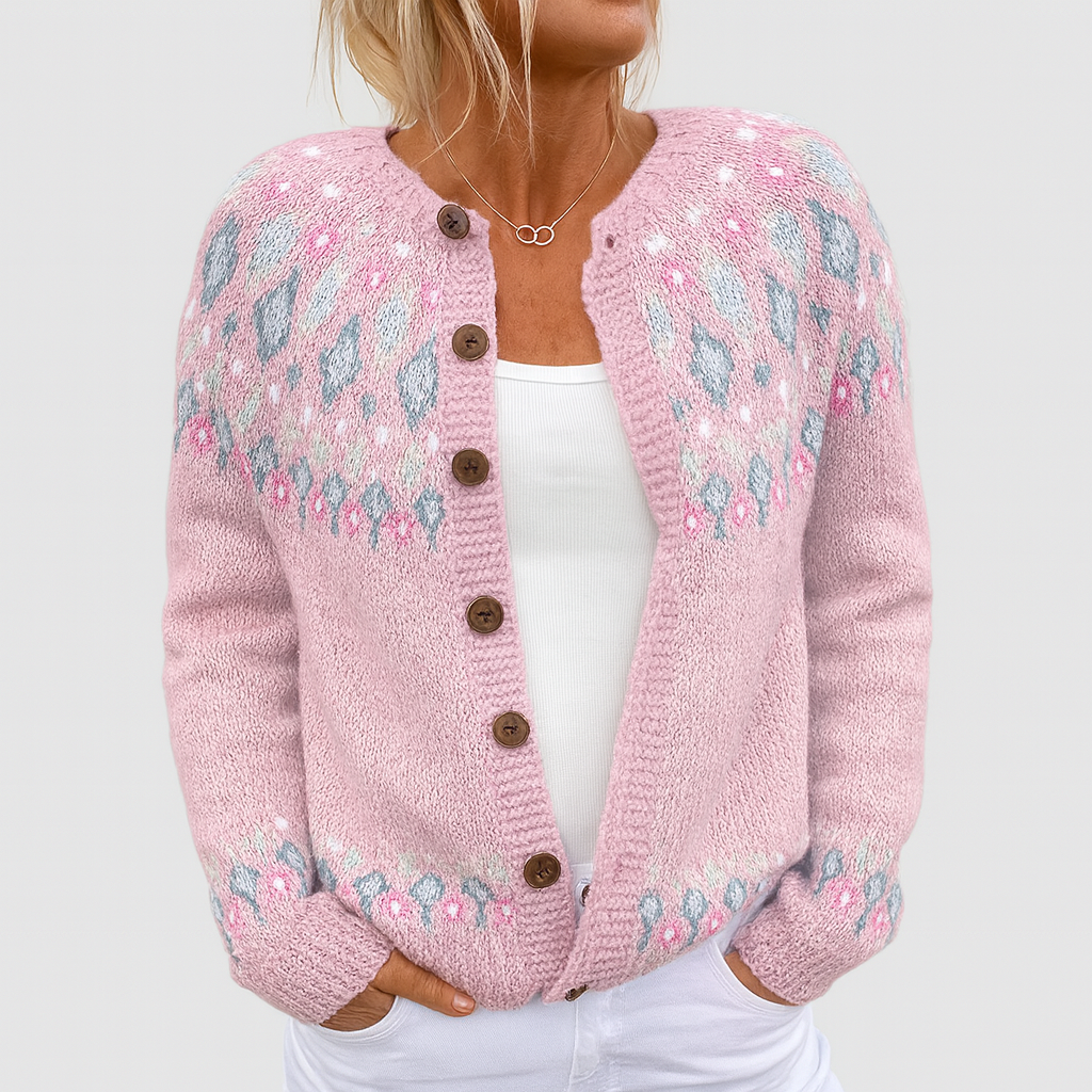 Vintém d'Ouro - Cardigan de malha solta com estampa
