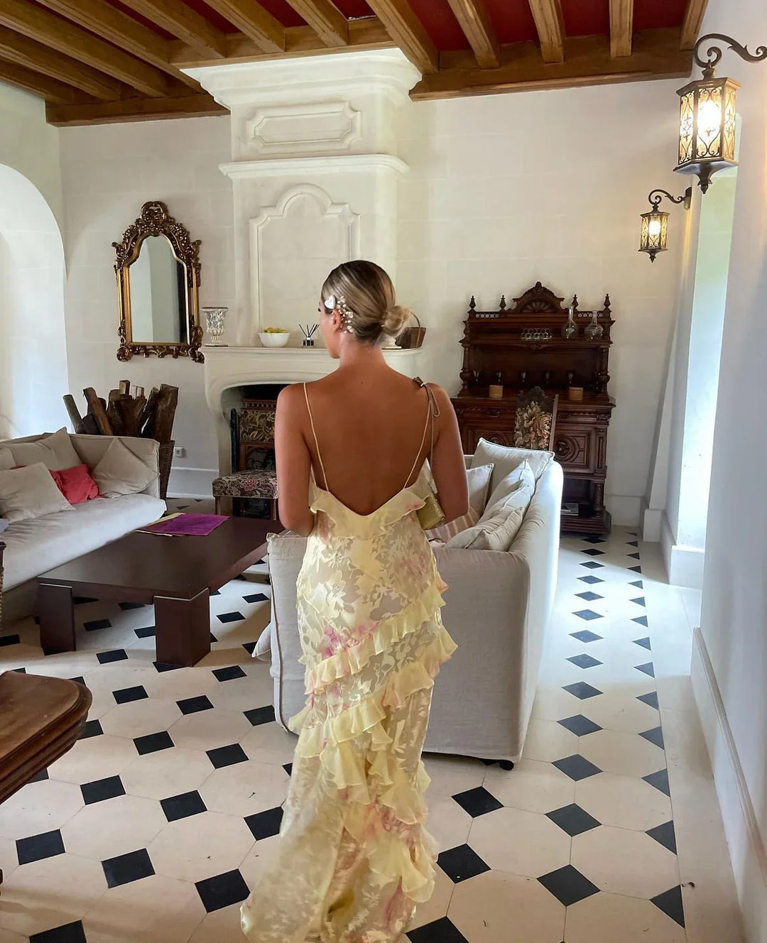 Vintém d'Ouro - Vestido Longo com Babados