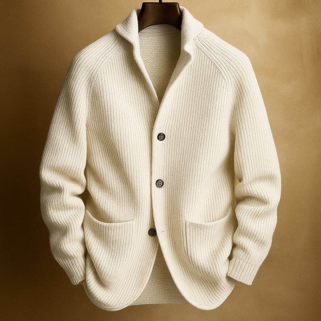 Vintém d'Ouro - Cardigan de Lã Cônica para Homem