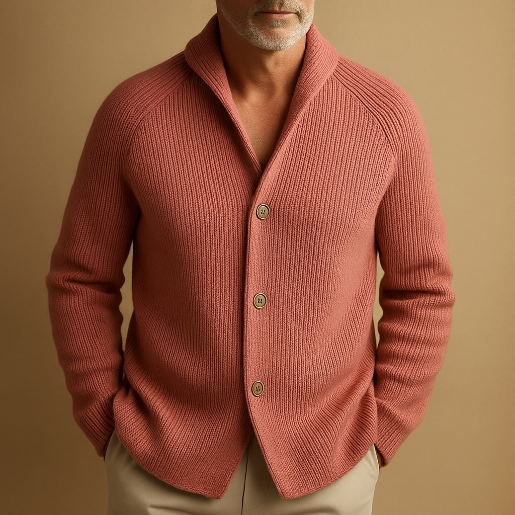 Vintém d'Ouro - Cardigan de Lã Cônica para Homem