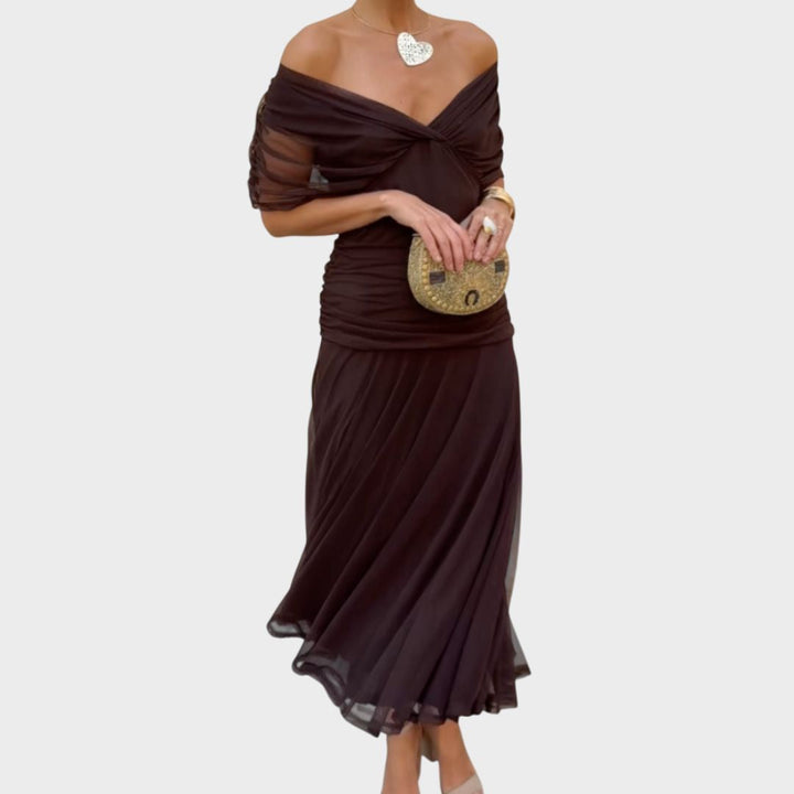 Vintém d'Ouro - Vestido elegante com decote em V